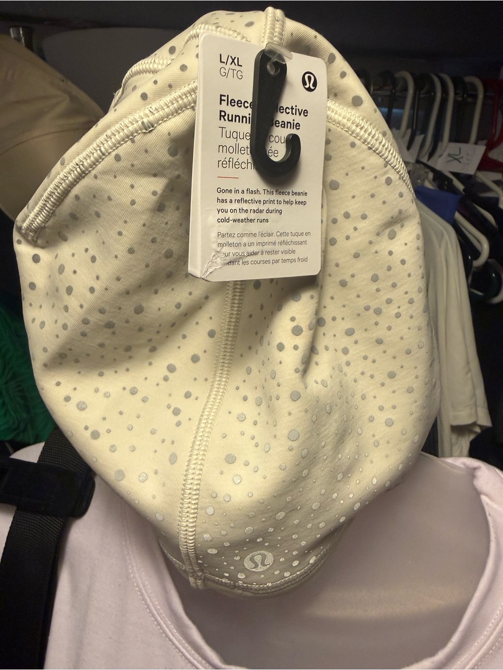 lululemon athletica Cream Fleece Reflective Running Beanie unisex.